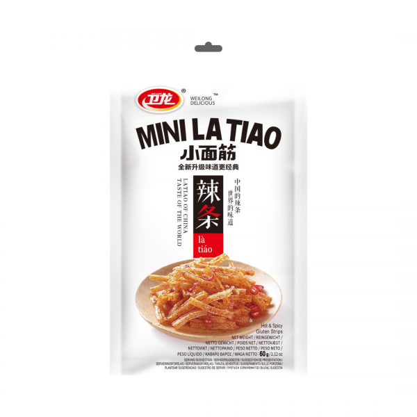 MINI LA TIAO HOT&SPICY GLUTEN STRIPS 60g WEILONG