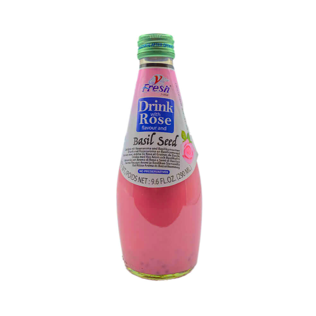 DRINK WITH ROSE FLAVOUR AND BASIL SEEDS 290ml V FRESH EE11620