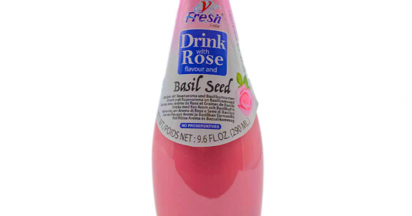 DRINK WITH ROSE FLAVOUR AND BASIL SEEDS 290ml V FRESH EE11620